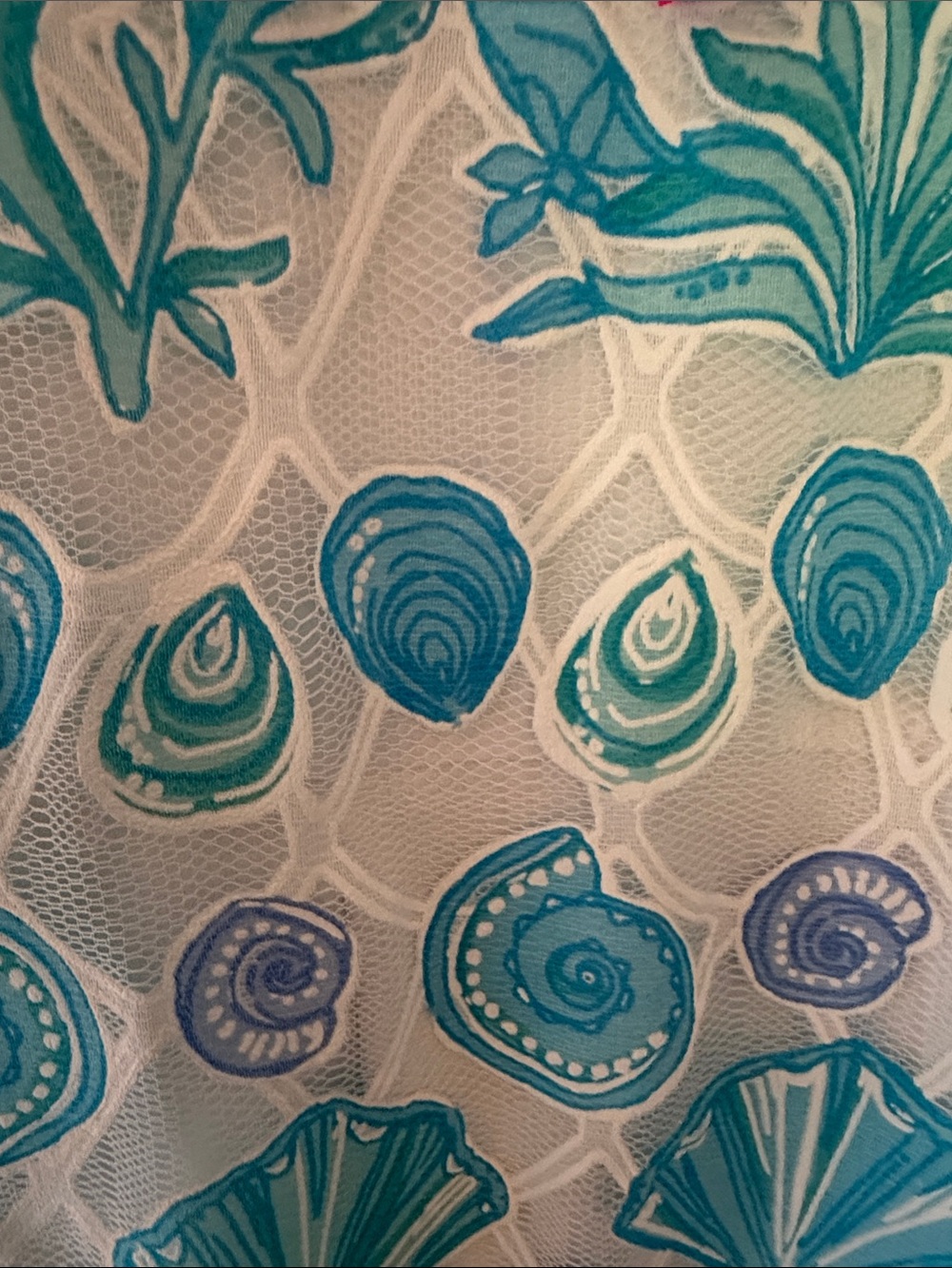 Sea Shell Embroidered Mesh Romper Blue & White - Picture 3 of 4